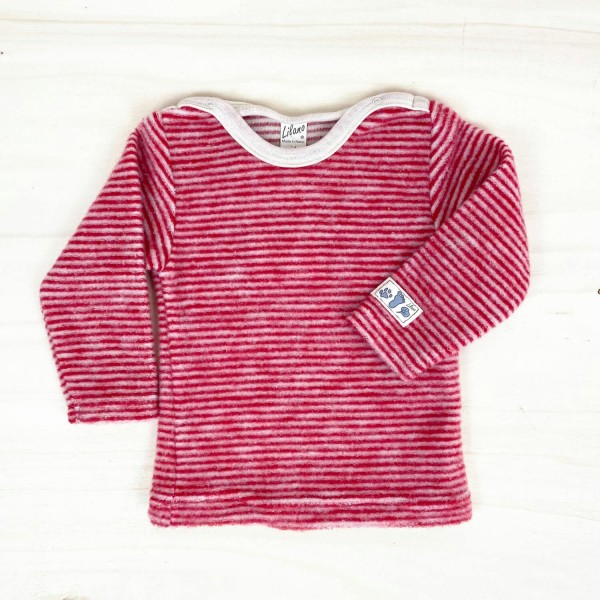 Schlupf-Pullover mit Druckknöpfen aus Wollfrottee - Rot