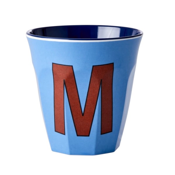 Melamin Buchstabenbecher "M" Medium | Rice - Blau