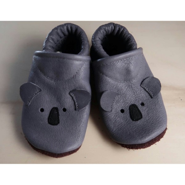 Baby & Kinder Lederpuschen Hausschuhe Koala Handmade | Diseno-C - Grau