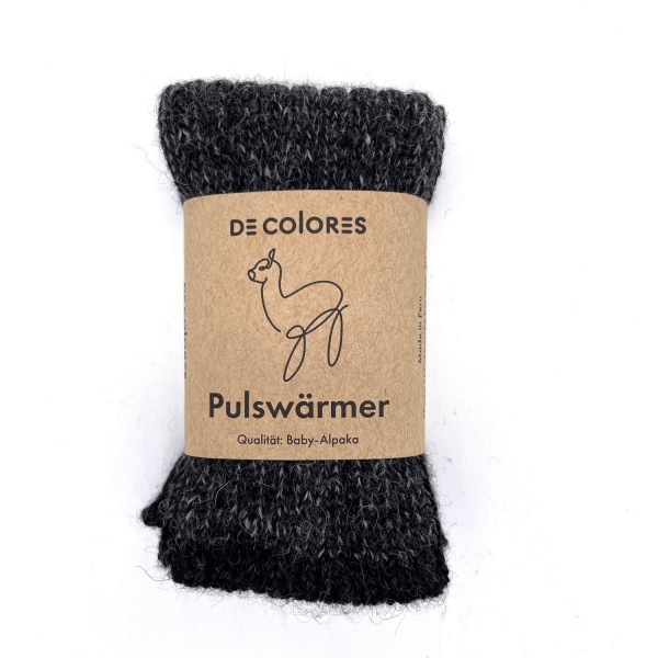 Pulswärmer Rippenstrick Zweifarbig Alpaka Wolle | De Colores - Grau