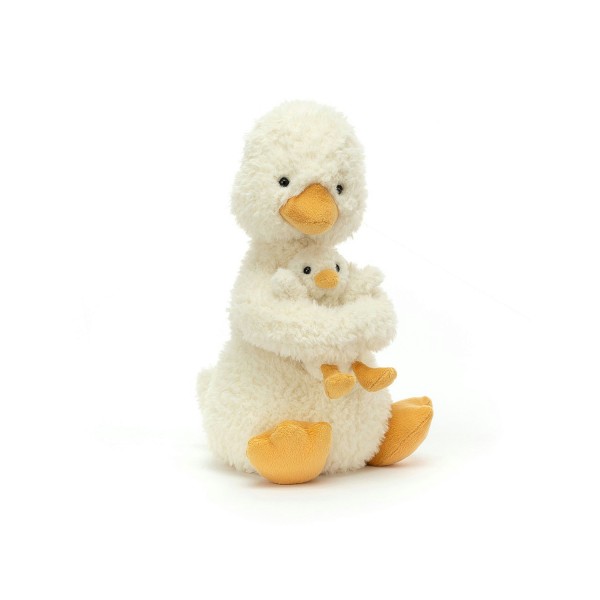 Kuscheltier Ente mit Baby | 24cm | Jellycat - Weiß