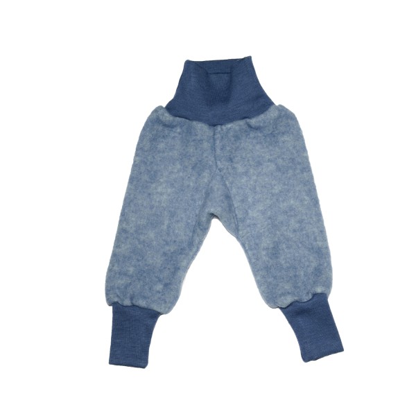 Baby-Hose lang 60% Wolle/ 40% Baumwoll-Fleece - Blau