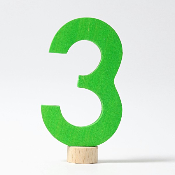 Zahlenstecker 3 für Geburtstagsring - Grün