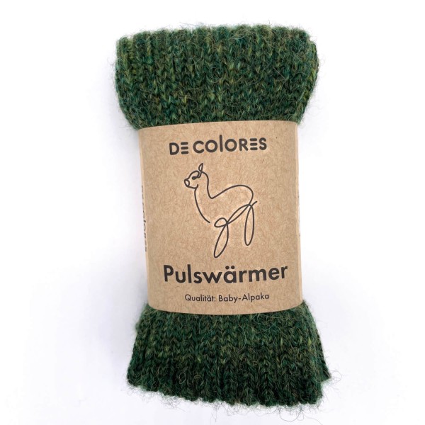 Pulswärmer Rippenstrick Zweifarbig Alpaka Wolle | De Colores - Grün