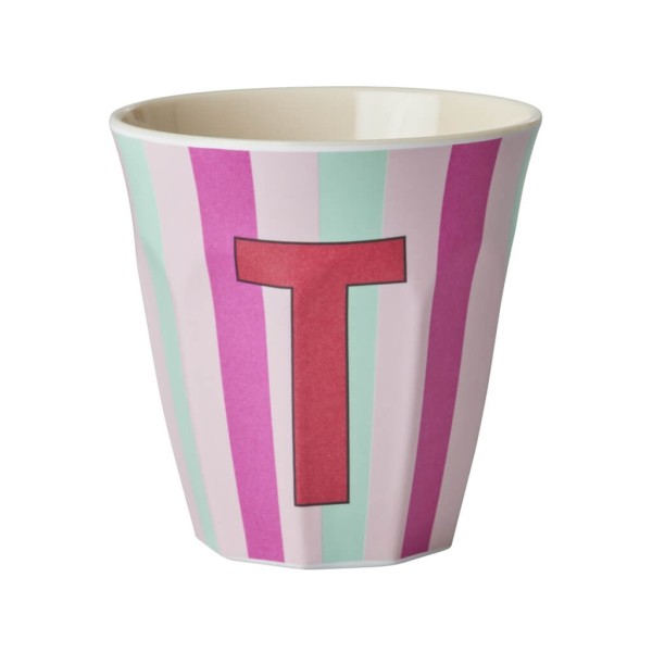 Melamin-Buchstabenbecher "T" Medium | Rice - Rosa