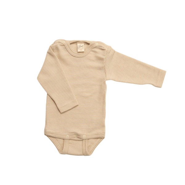 Baby Langarm Body Wolle/Seide Ringel | Lilano - Braun