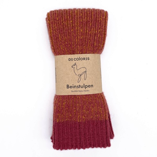 Beinstulpen Rippenstrick Zweifarbig Alpaka Wolle | De Colores - Altrosa