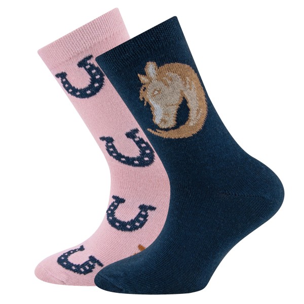 Socken 2er Pack Pferd/Hufeisen | Ewers - Rosa