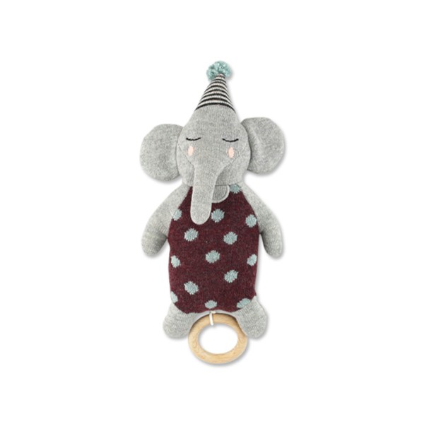 Baby & Kinder Strickspieluhr Elefant mit Hütchen | Ava & Yves - Grau
