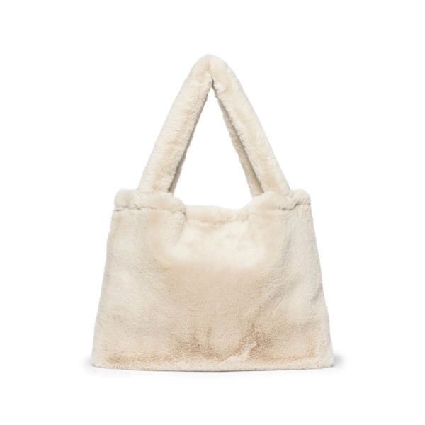 Neutral Faux Fur Mom Bag | Studio Noos - Beige