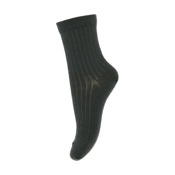 Kinder Rippstrick Socken Wolle/Baumwolle | MP Denmark - Olive