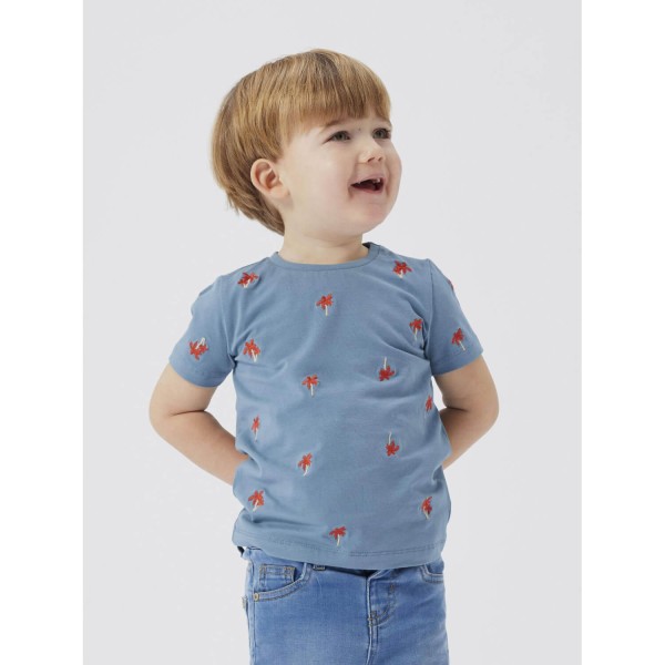 Kinder Kurzarm T-Shirt Palmen Helur | Name It - Blau
