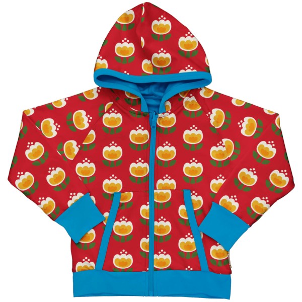 Kapuzen Sweatshirt Jacke mit Tulpen - Rot