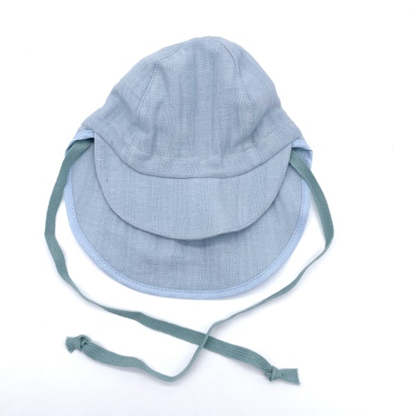 Tony Musselin Schirmmütze mit Nackenschutz und Bindeband | Pickapooh - Hellblau