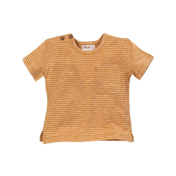 Baby-Kurzarmshirt geringelt Jersey GOTS | People Wear Organic - Gelb