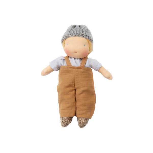Große Stoffpuppe Bio Puppe für Kinder nach Waldorf Art | Chimpy Toys - Hellblau