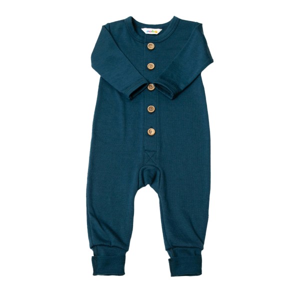 Overall Baby mit Umschlagbund Uni Wolle | Joha - Marine