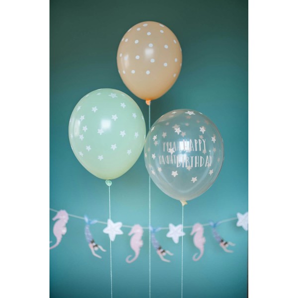 Luftballons Meerjungfrau Happy Birthday Naturkautschuk | Ava & Yves - Bunt