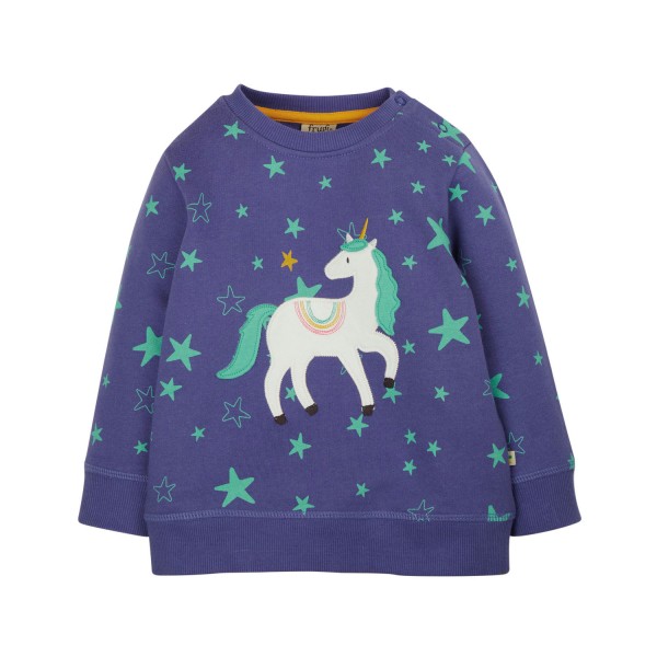 Langarm Sweatshirt Einhorn mit Sternen - Lila