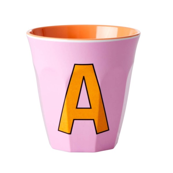 Melamin Buchstabenbecher "A" Medium | Rice - Pink