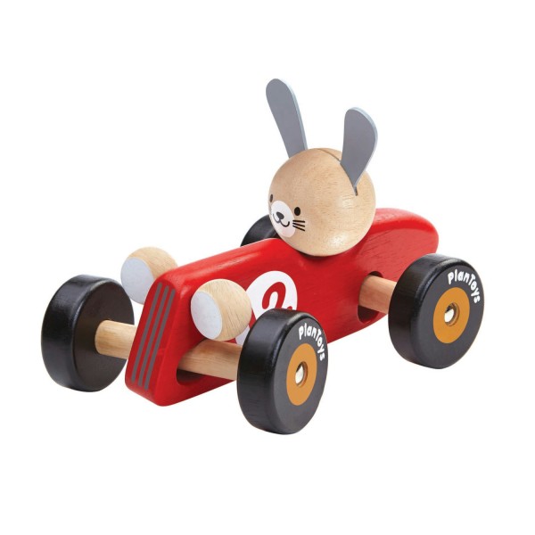 Holzauto Rennwagen Hase – ab 12 Monaten - Rot