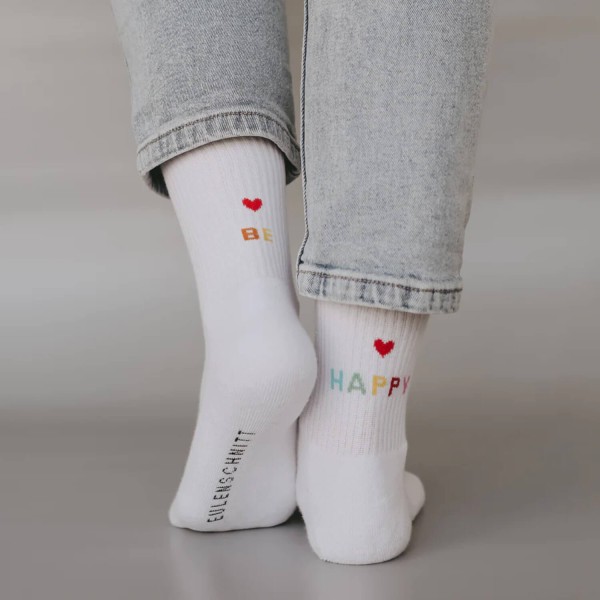 Socken be happy | Eulenschnitt - Weiß