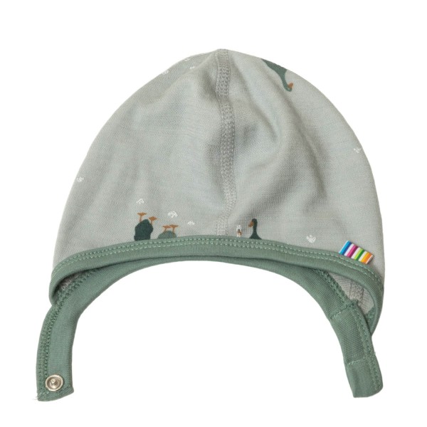 Helmet Baby-Mütze zum Knöpfen Gänse | Joha - Hellgrün