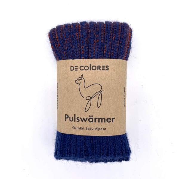 Pulswärmer Rippenstrick Zweifarbig Alpaka Wolle | De Colores - Blau