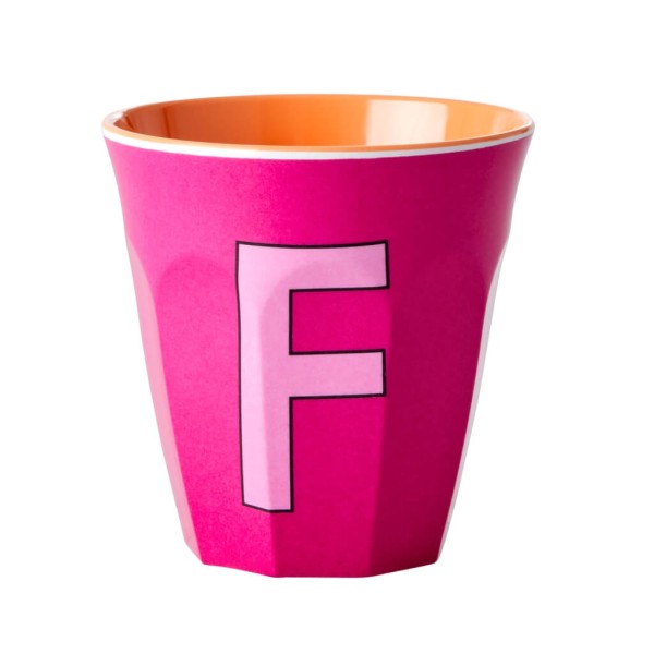 Melamin Buchstabenbecher "F" Medium | Rice - Pink