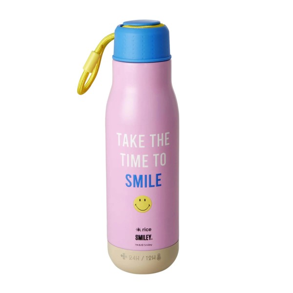 Edelstahl Kinder Thermosflasche Smiley 500ml | Rice - Rosa