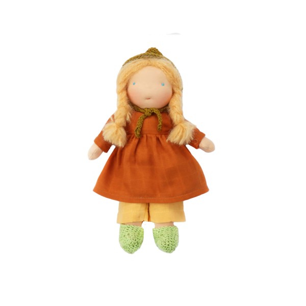 Große Stoffpuppe Bio Puppe für Kinder nach Waldorf Art | Chimpy Toys - Orange