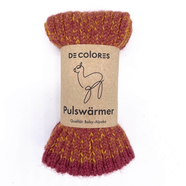 Pulswärmer Rippenstrick Zweifarbig Alpaka Wolle | De Colores - Altrosa