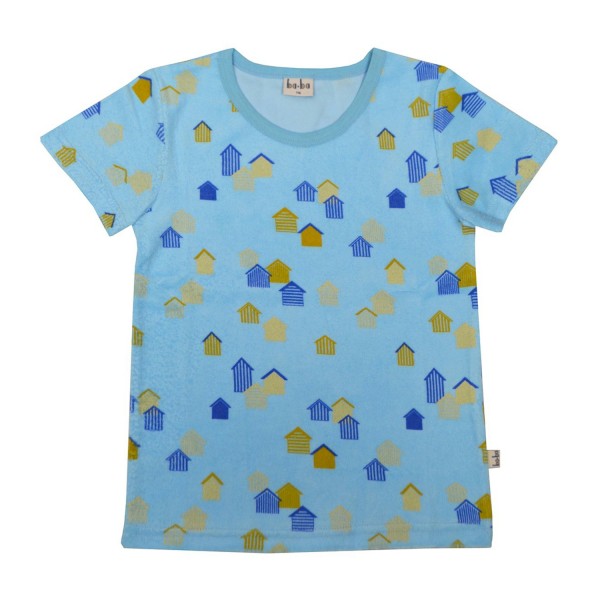 Frottee Kurzarm T-Shirt Strandhaus - Blau