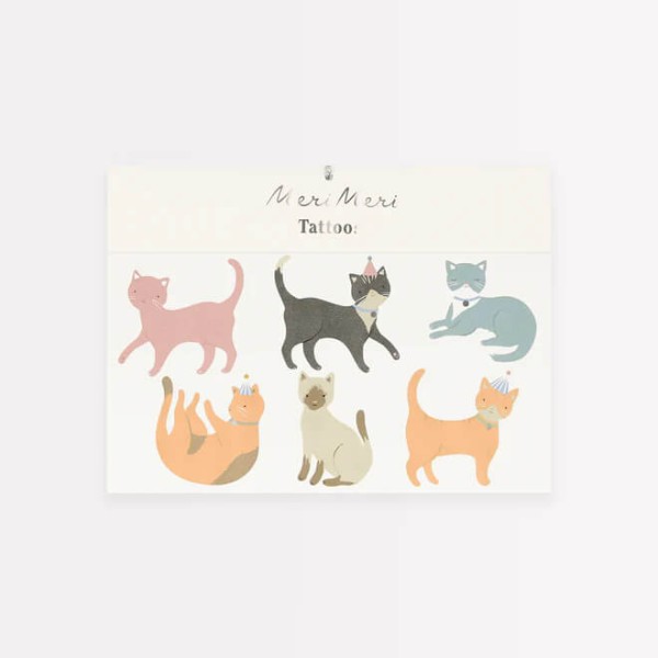Katzen große Tattoos Kinder (2er Set) | Meri Meri - Bunt