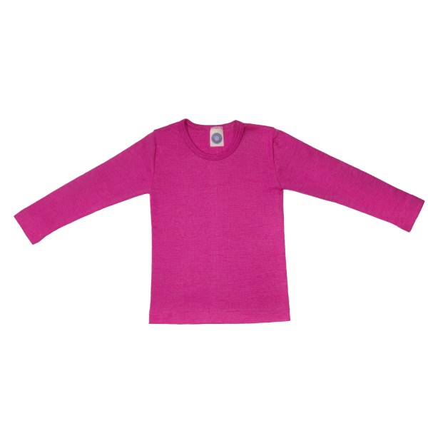 Kinder-Unterhemd langarm uni Wolle/Seide - Pink