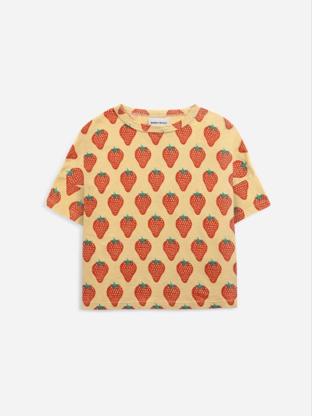 T-Shirt Short Sleeve - Strawberry AOP - Gelb