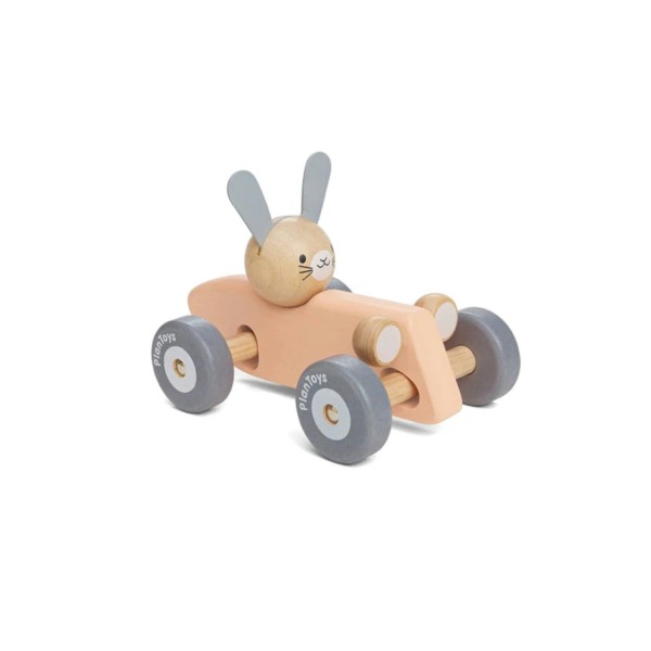 Rennwagen mit Hase | Plan Toys - Rosa