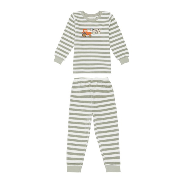 Pyjama Kinder gestreift John GOTS | Sense Organics - Grün