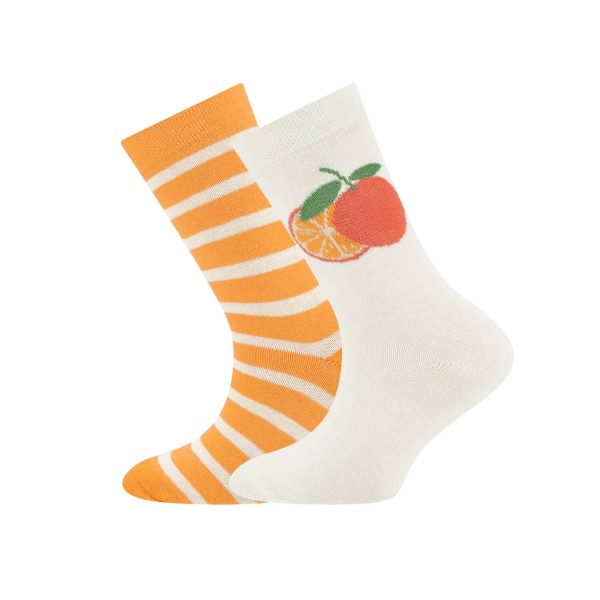Kinder Socken 2er Pack Orangen/Ringel | Ewers - Orange