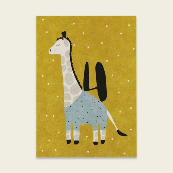 Postkarte Giraffe "4" | Ava & Yves - Senf