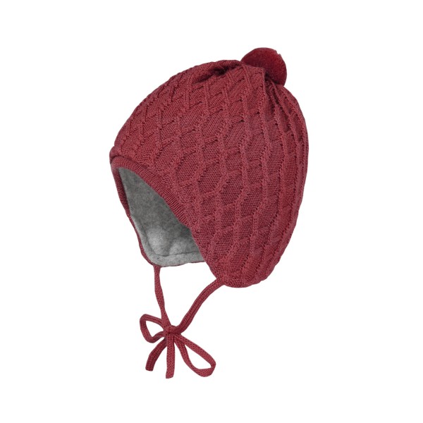 Baby-Mütze Zopfstrick mit Pompon | Maximo - Rosa