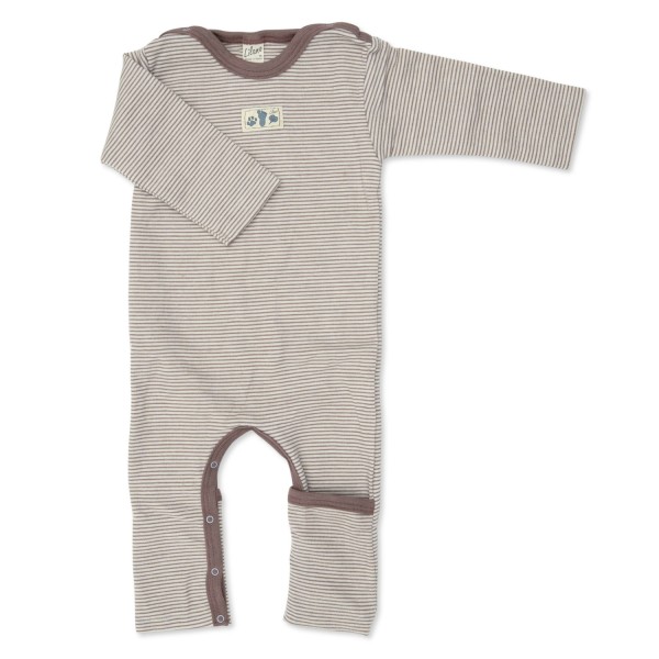Baby-Anzug Ringel mit Beinumschlag Wolle/Seide | Lilano - Helllila