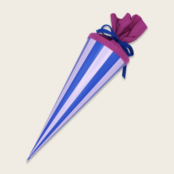 Schultüte Streifen, lila/lavendel, 35cm - Lila