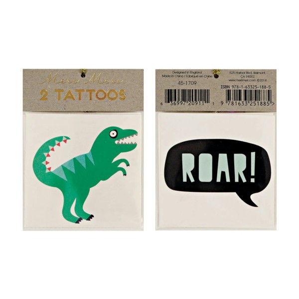 Dinosaurier Tattoos (2 Stück) - Bunt