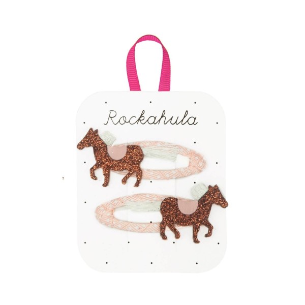 Kinder-Haarspangen Glitzer-Pferde | Rockahula - Rosa