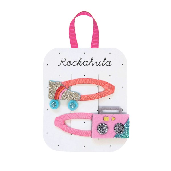 Kinder Haarspangen-Set Rollschuhe | Rockahula - Rosa