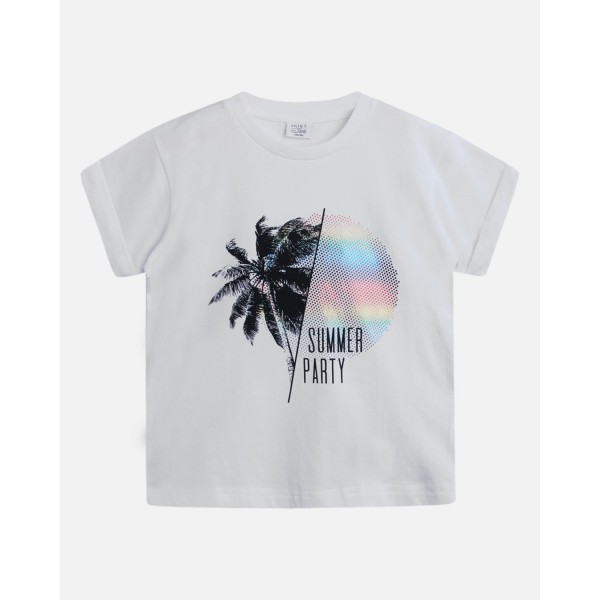 Hust & Claire Kurzarm T-Shirt Palmenprint - Weiß