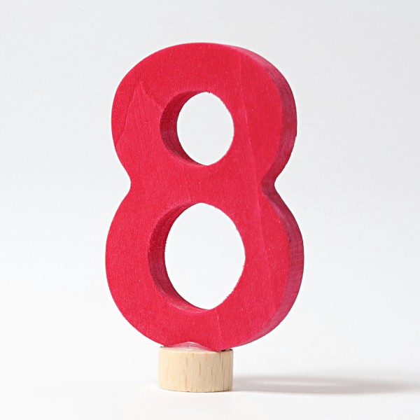 Zahlenstecker 8 für Geburtstagsring - Rot