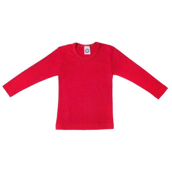 Kinder-Unterhemd langarm uni Wolle/Seide - Rot
