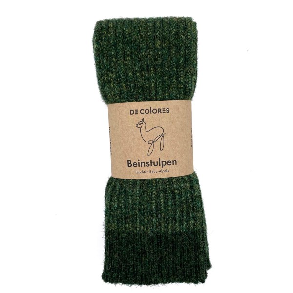 Beinstulpen Rippenstrick Zweifarbig Alpaka Wolle | De Colores - Grün